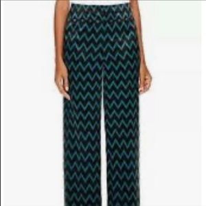 Worthington modern fit trouser leg women’s 14 chevron print black & teal pants